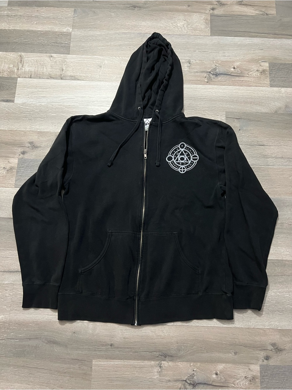 Thrice Band Hoodie Size L Black Zip Up The Alchemy Index Skull Butterfly Merch